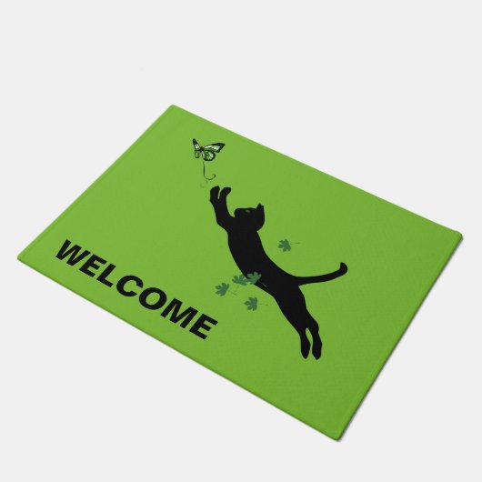 猫及び蝶 ドアマット (アングル)