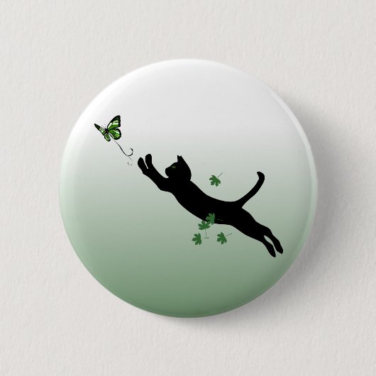猫及び蝶 缶バッジ (正面)