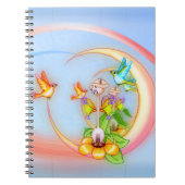 猫及び鳥ピクセル芸術 ノートブック (正面)