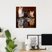 猫反射水おもしろい猫ギフトアイディア ポスター (ホームオフィス)