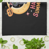 猫可愛いハロウィーン美的必須Tシャツ キッチンタオル (折り畳み)