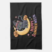 猫可愛いハロウィーン美的必須Tシャツ キッチンタオル (縦)