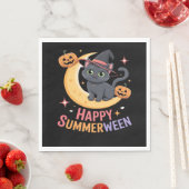 猫可愛いハロウィーン美的必須Tシャツ スタンダードランチョンナプキン (インサイチュ)