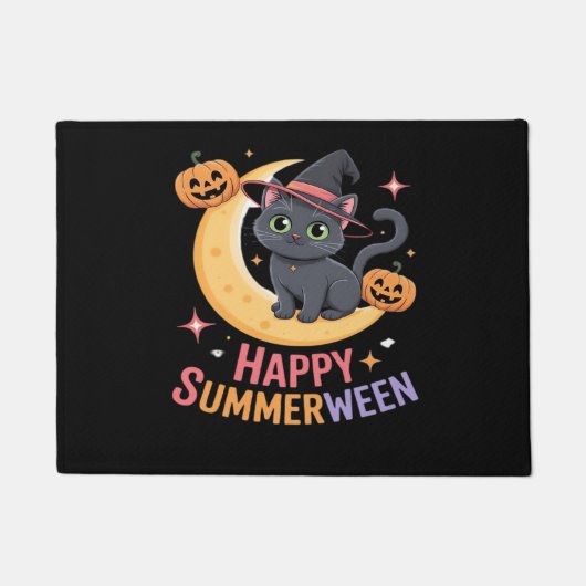 猫可愛いハロウィーン美的必須Tシャツ ドアマット (正面)