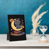 猫可愛いハロウィーン美的必須Tシャツ フォトプラーク (側面)