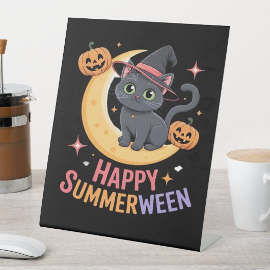 猫可愛いハロウィーン美的必須Tシャツ 台座サイン (インサイチュ)