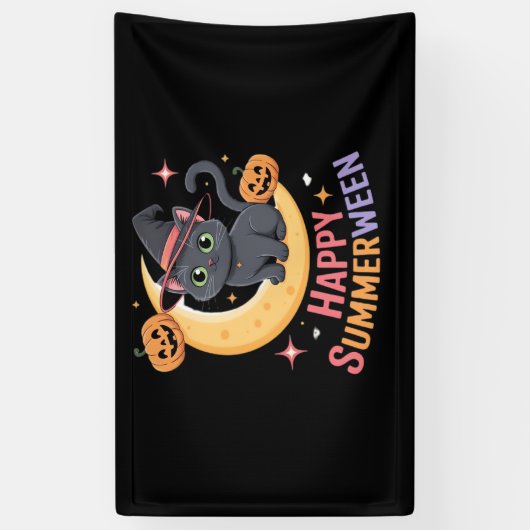 猫可愛いハロウィーン美的必須Tシャツ 横断幕 (縦)