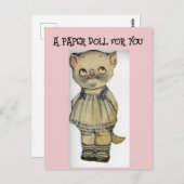 猫可愛い紙人形ヴィンテージかわいいハガキ ポストカード (正面/裏面)