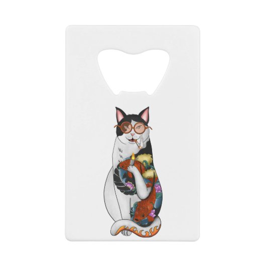 猫喫煙 クレジットカード栓抜き (正面)