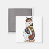 猫喫煙 マグネット (正面/裏面)