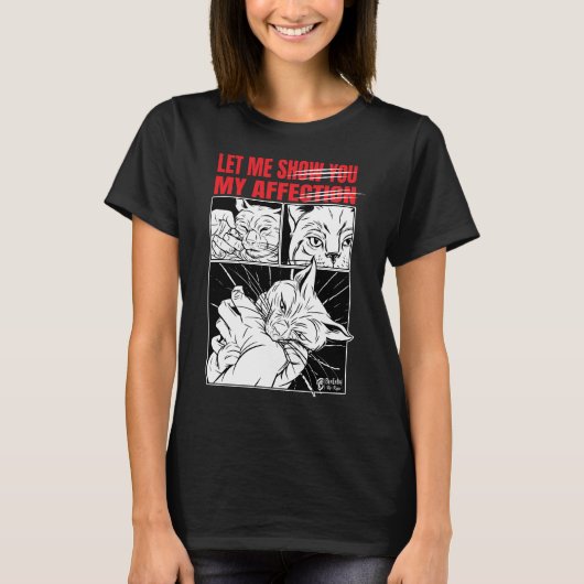 猫噛み愛女黒 Tシャツ (正面)