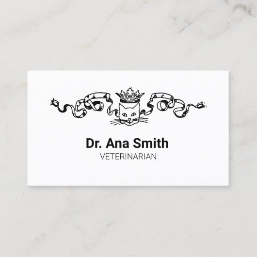 猫図解入りの、写真付きの獣医業 名刺 (正面)