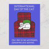 猫国際的の日威厳がある8回目の漫画 ポストカード (正面)