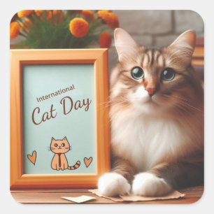 猫国際的の日 スクエアシール