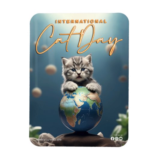 猫国際的の日 マグネット (縦)