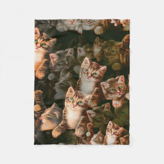 猫国際的の日 – Cats Texture Pattern フリースブランケット (正面)