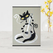 猫型の猫 カード (黄色い花)