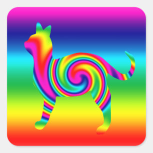 猫型レインボーツイスト スクエアシール