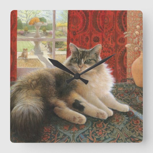 猫壁時計 スクエア壁時計 (正面)