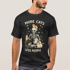 猫多め人少なめ スケルトン ねこ おもしろTシャツ Tシャツ