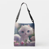 猫大きな目の白い子猫トート財布トート クロスボディバッグ (裏面)