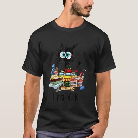 猫大丈夫です+キルティング+猫好き+猫とキルティング Tシャツ (正面)