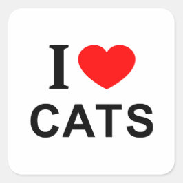 猫大好き！猫愛してる！猫ステッカー スクエアシール