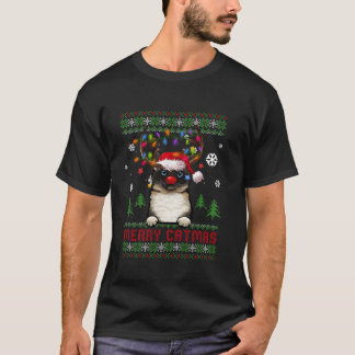猫好きおもしろいかわいいバーマンキャットマス醜いクリスマス Tシャツ
