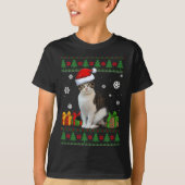 猫好きおもしろいかわいい猫サンタ帽子みにくいクリスマス Tシャツ (正面)