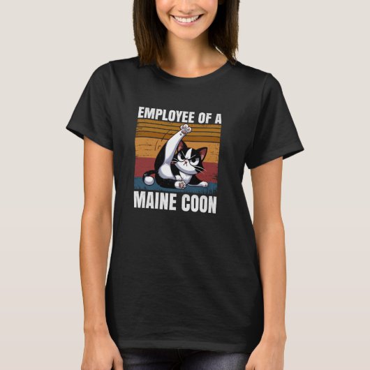 猫好きおもしろいと所有者の存在 – A Mの従業員 Tシャツ (正面)