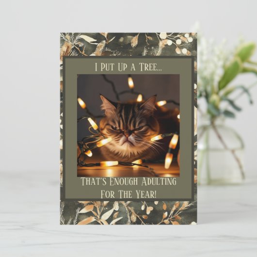 猫好きおもしろいのための不機嫌なクリスマス シーズンカード (スタンド正面)
