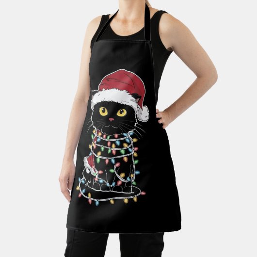 猫好きおもしろいのクリスマスライト エプロン (インサイチュ)