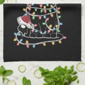猫好きおもしろいのクリスマスライト キッチンタオル (折り畳み)