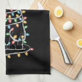 猫好きおもしろいのクリスマスライト キッチンタオル (四つ折り)