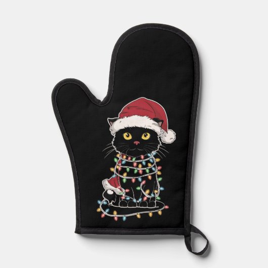 猫好きおもしろいのクリスマスライト 鍋つかみ (正面)