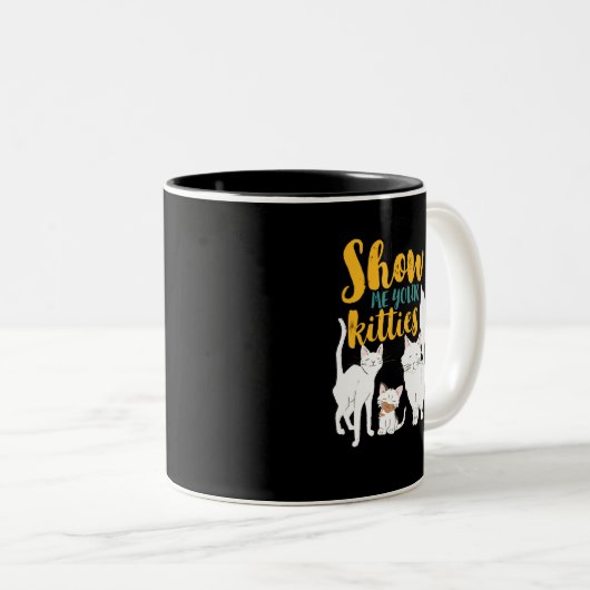 猫好きおもしろいのユーモアがあなたの猫ちゃんを見せる ツートーンマグカップ (正面右)