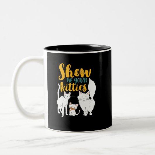 猫好きおもしろいのユーモアがあなたの猫ちゃんを見せる ツートーンマグカップ (左)