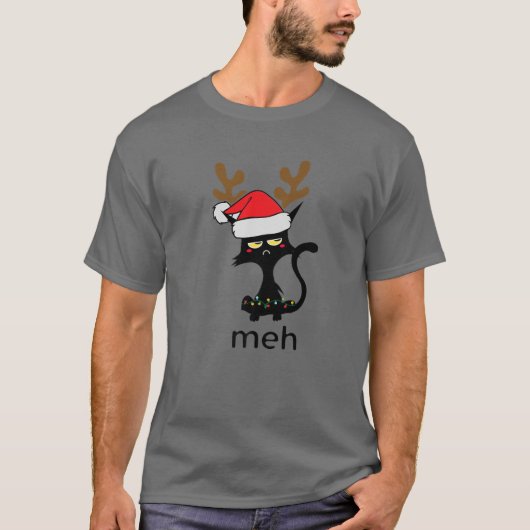 猫好きおもしろいの醜いクリスマスの眉のための雌猫 Tシャツ (正面)