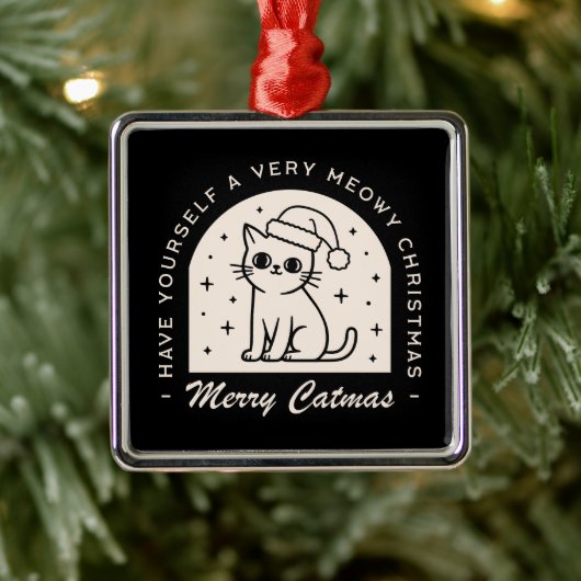 猫好きおもしろいは気の利いた黒を願う メタルオーナメント (ツリー)