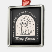 猫好きおもしろいは気の利いた黒を願う メタルオーナメント (左)