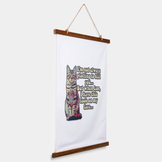 猫好きおもしろいや飼い主の不機嫌な猫ミーム 吊り下げ型タペストリー (傾斜あり)