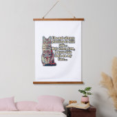 猫好きおもしろいや飼い主の不機嫌な猫ミーム 吊り下げ型タペストリー (寝室)