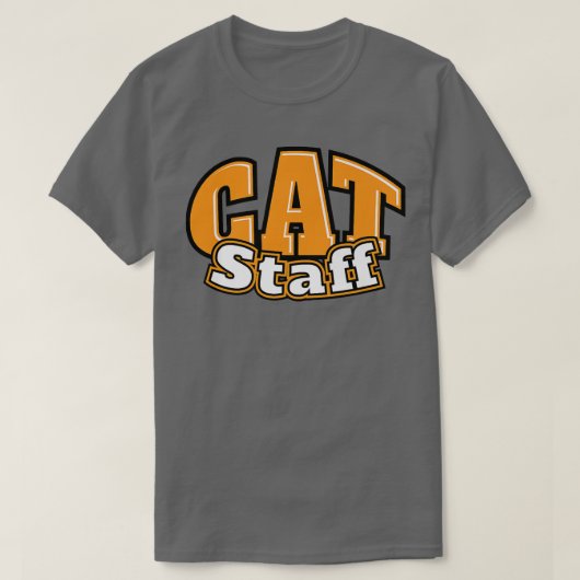 猫好きおもしろいギフト猫スタッフ Tシャツ (デザイン正面)