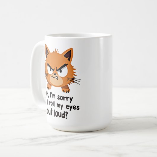 猫好きおもしろいギフト皮肉な反社会的子猫 コーヒーマグカップ (正面左)