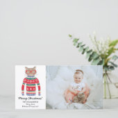 猫好きおもしろいクリスマスセーターカスタム写真 シーズンカード (スタンド正面)