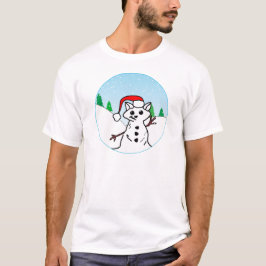 猫好きおもしろいクリスマスホリデー雪だるま Tシャツ