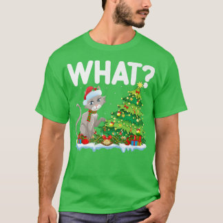 猫好きおもしろいクリスマスライトサンタ猫クリスマストトランジスタ Tシャツ