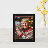 猫好きおもしろいクリスマス用トランプクリスマスセーター カード (黄色い花)