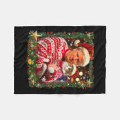 猫好きおもしろいクリスマス用トランプクリスマスセーター フリースブランケット (正面(横))