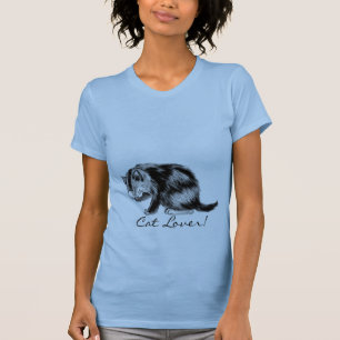 猫好きおもしろいグレー虎猫キッテンアートワーク Tシャツ
